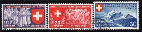 SWITZERLAND 1939 "NATIONAL EXHIBITION ZURICH" GERMAN SET OF 3 VFU. SG 391G-393G. CAT 6 POUNDS.