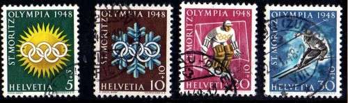SWITZERLAND 1948 "5TH WINTER OLYMPIC GAMES" SET OF 4 VFU. SG 481-4. CAT 15,80 POUNDS.
