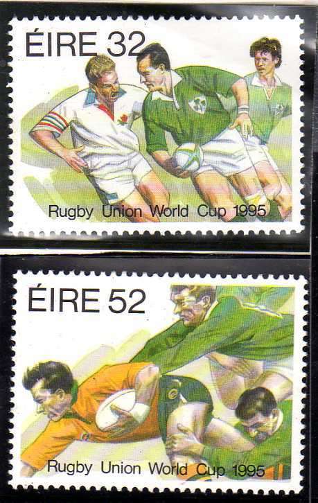 IRELAND 1995 "RUGBY WORLD CUP" SET OF 2 AND M/S U.M.M. SG 946 - 948. CAT 5,40 POUNDS.