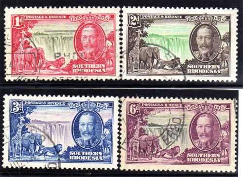 SOUTHERN RHODESIA 1935 SILVER JUBILEE SET OF 4 VERY FINE USED. SG 31-34. CAT 45 POUNDS.