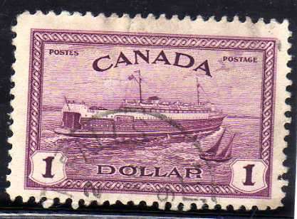 CANADA 1946 "PEACE ISSUE" $1 VIOLET V.F.USED. SG 406. CAT 4,50 POUNDS.