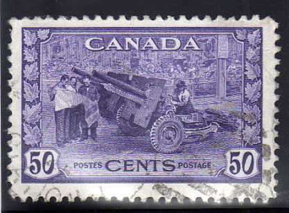 CANADA 1942 WAR EFFORT 50c VFU. SG 387. CAT 6 POUNDS.