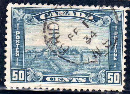 CANADA 1930-31 DEFIN 50c BLUE VFU. SG 302. CAT 17 POUNDS.
