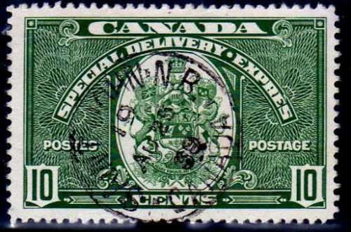 CANADA 1938-9 SPECIAL DELIVERY 10c VERY FINE USED. SG S9. CAT 4 POUNDS.