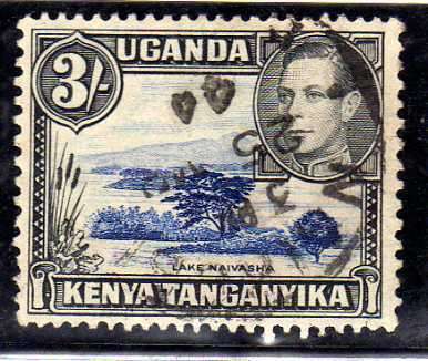 KENYA UGANDA TANGANYIKA 1938 DEFIN 3/- PERF 13 x 11,75 VFU. SG 147. CAT 7 POUNDS.