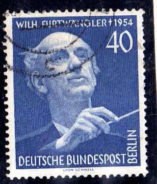 GERMANY WEST BERLIN 1955 "FIRST DEATH ANNIV OF FURTWANGLER" 40pf VFU. SG  B125. CAT 25 GBP.