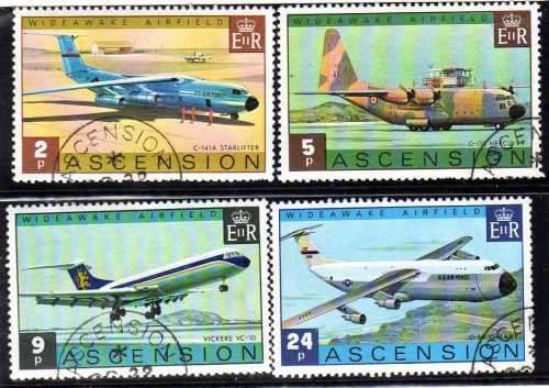 ASCENSION 1975 "WIDEAWAKE AIRFIELD" SET OF 4 VFU. SG 187-190. CAT 5,40 POUNDS.