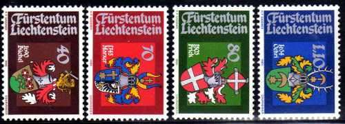 LIECHTENSTEIN 1980 BALIFF'S ARMS SET OF 4 UMM. SG 740-3. CAT 4,40 POUNDS.