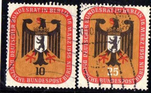 GERMANY WEST BERLIN 1956 "FEDERAL COUNCIL MEETING" SET OF 2 FINE USED. SG B147-8. CAT 7,10 POUNDS.