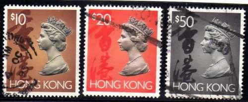 HONG KONG 1992 DEFIN 3 TOP VALUES FINE PARCEL CANCELS. SG 715-717. CAT 18 POUNDS.
