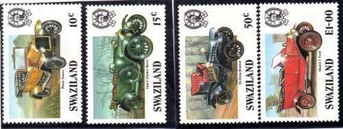 SWAZILAND 1985 "MOTORING CENTENARY" SET OF 4 U.M.M. SG 491-4. CAT 4,75 POUNDS.