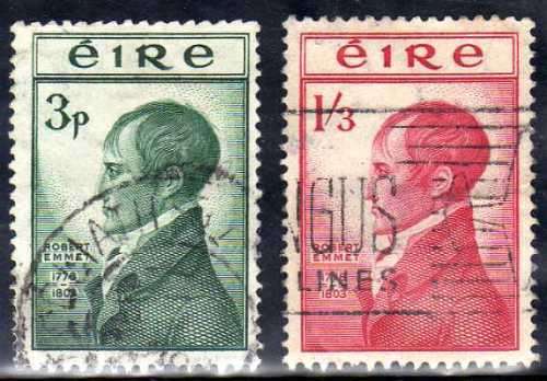 IRELAND 1953 "150TH DEATH ANNIV OF EMMET" SET OF 2 FU. SG 156-57. CAT 10 POUNDS.