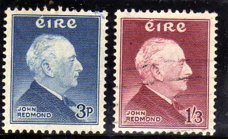 IRELAND 1957 BIRTH CENT JOHN REDMOND SET OF 2 GOOD USED. SG 164-5. CAT 15 POUNDS.