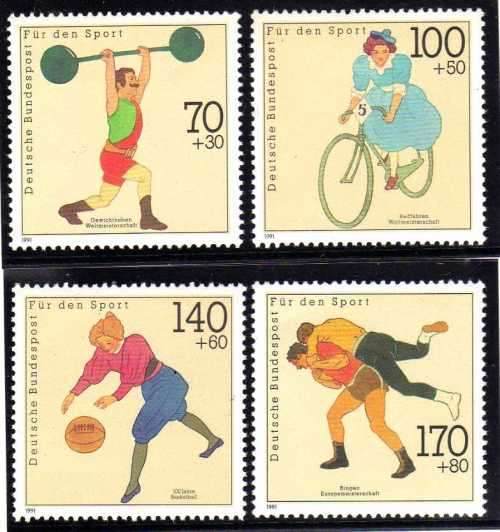 GERMANY 1991 "SPORT PROMOTION FUND" SET OF 4 UMM.  SG 2345-48. CAT 11,35 POUNDS.