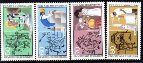 GERMANY 1986 "YOUTH WELFARE - TRADES" SET OF 4 UMM.  SG 2122-5. CAT 8,15 POUNDS.