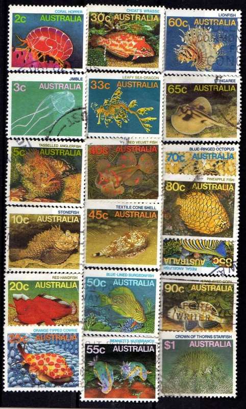 AUSTRALIA 1984 DEFINITIVE SET OF 19 VFU. SG 919-937. CAT 14,45 POUNDS.