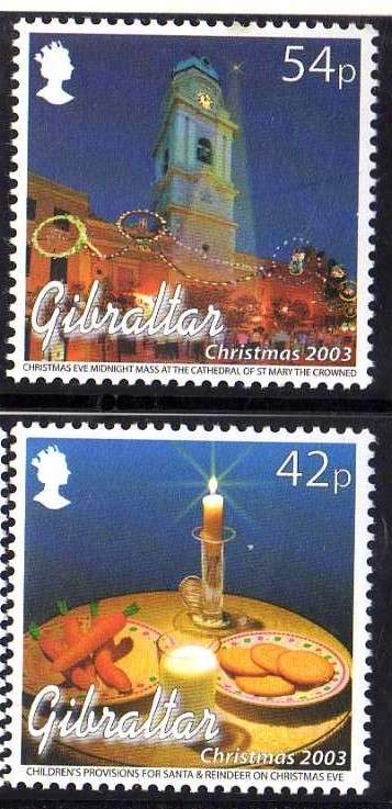 GIBRALTAR 2003 CHRISTMAS SET OF 5 U.M.M. SG 1066-70. CAT 5,30 POUNDS.