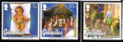 GIBRALTAR 2003 CHRISTMAS SET OF 5 U.M.M. SG 1066-70. CAT 5,30 POUNDS.