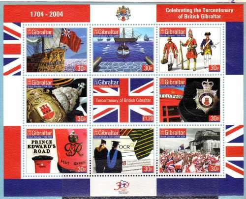 GIBRALTAR 2004 "300TH ANNIV OF BRITISH GIBRALTAR" MINI SHEET UMM. SG MS 1077. CAT 12 POUNDS.