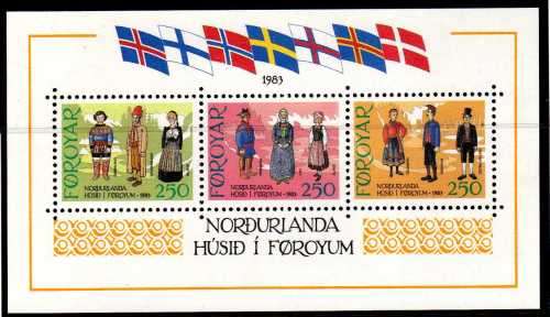 FAROE ISLANDS 1983 "NORDIC HOUSE" MINI SHEET U.M.M. SG MS 89. CAT 11,50 POUNDS.