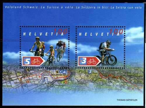 SWITZERLAND 2004 "CYCLING" MINI SHEET UMM. SG MS 1600. CAT 4,25 POUNDS.