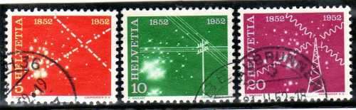 SWITZERLAND 1952 "TELECOMS CENT" SET OF 4 VFU. SG 532-35. CAT 11,40 POUNDS.
