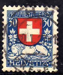 SWITZERLAND 1926 "PROJUVENTUTE" 30c VFU. SG J39. CAT 17 POUNDS.