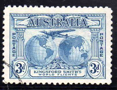 AUSTRALIA 1931 "KINGSFORD SMITH'S FLIGHTS" 3d VERY FINE USED. SG 122 CAT 5,50 POUNDS.