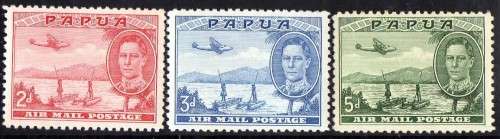 PAPUA 1939 AIR PART SET OF 5 MINT NO GUM(UNUSED) EXCEPT 5d LMM. SG 163-67. CAT 31,50 POUNDS.