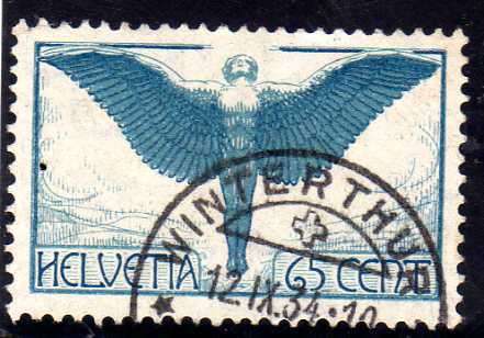 SWITZERLAND 1923 "AIR" 65c VERY FINE USED. SG 325a. CAT £11 (2013)