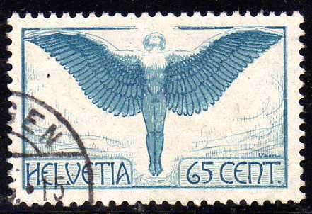 SWITZERLAND 1923 "AIR" 65c VERY FINE USED. SG 325a. CAT 11 POUNDS.