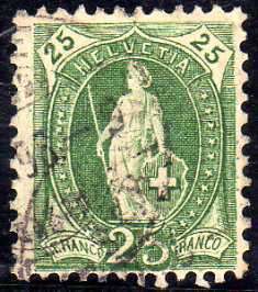 SWITZERLAND 1882 DEFIN 25c GREEN VFU. SG 146B. CAT 2,20 POUNDS.