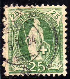 SWITZERLAND 1882 DEFIN 15c GREEN VFU. SG 146B. CAT 2,20 POUNDS.