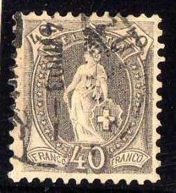 SWITZERLAND 1882 DEFIN 40c GREY VFU. SG 209. CAT 22 POUNDS.