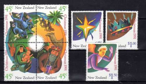 NEW ZEALAND 1991 "CHRISTMAS" SET OF 7 UMM. SG 1628-34. CAT 5,15 POUNDS.