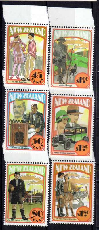 NEW ZEALAND 1992 NZ IN THE 1920's SET OF 6 UMM. SG 1707-12. CAT 6,60 POUNDS.