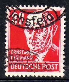 GERMANY RUSSIAN ZONE 1948 DEFIN 80pf RED VERY FINE USED. SG E95. CAT 12 POUNDS.