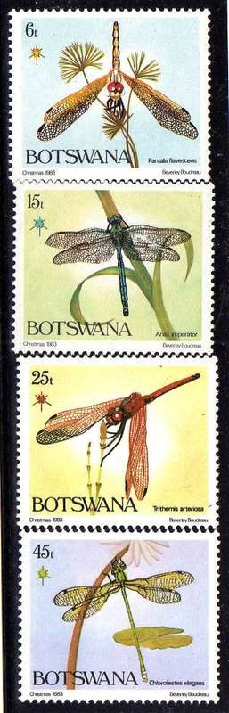 BOTSWANA 1983 "DRAGON FLIES" SET OF 4 UMM. SG 550-553. CV 5,50 POUNDS