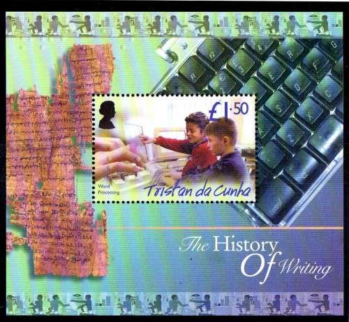 TRISTAN DA CUNHA 2004 "HISTORY OF WRITING" MINI SHEET UMM. SG MS 799. CAT 6,50 POUNDS.