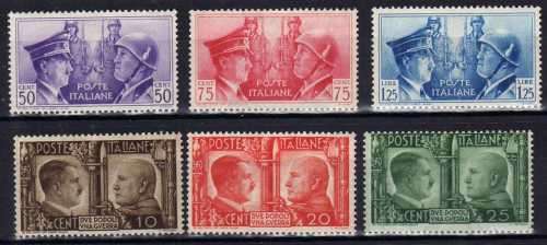 ITALY 1941 "ITALO-GERMAN FRIENDSHIP" SET OF 6 LMM. SG 553-58. CAT 17 POUNDS.