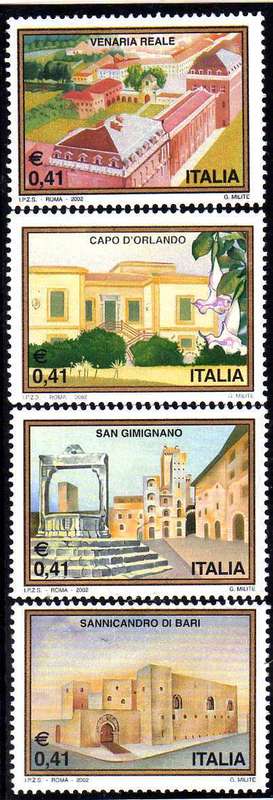 ITALY 2002 TOURIST PUBLICITY (29TH SERIES) SET OF 4 UMM. SG 2752-55. CAT 7,60 POUNDS.