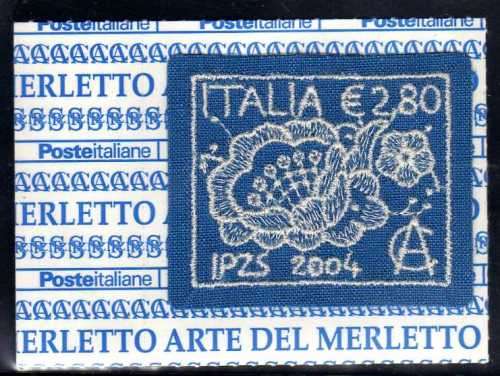 ITALY 2004 "LACE MAKING" IMPERF TEXTILE. SG 2896 UMM. CAT 11 POUNDS.