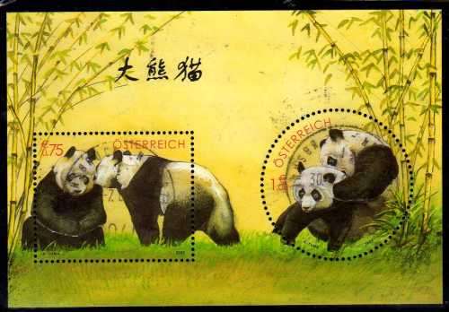 AUSTRIA 2003 PANDA MINI SHEET VFU. SG MS 2671. CAT 6,75 POUNDS.