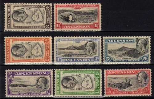 ASCENSION 1934 DEFIN PART SET OF 8 MOUNTED MINT. SG 21-28. CAT 33,15 POUNDS. (2018)