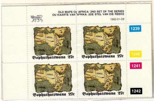 BOPHUTHATSWANA 1992 OLD MAPS SET OF 4 IN CONTROL BLOCKS OF 4 UMM. SACC 273-276. CAT R164. (2015)