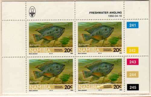 NAMIBIA 1992 FRESHWATER ANGLING SET OF 4 IN CONTROL BLOCKS OF 4 UMM. SG 588-591. CAT 9,60 POUNDS.