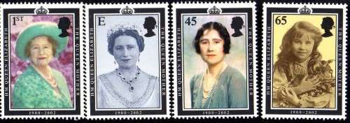 GREAT BRITAIN 2002 "QUEEN MOTHER COMMEMORATION" SET OF 4 U.M.M. SG 2280-2283. CAT 5,75 POUNDS.