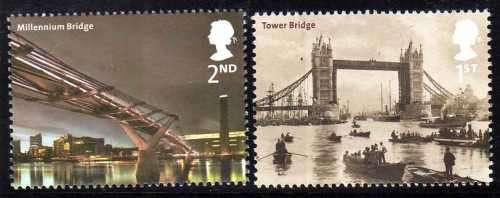 GREAT BRITAIN 2002 "LONDON BRIDGES" SET OF 5 UMM. SG 2309-13. CAT 9,75 POUNDS.