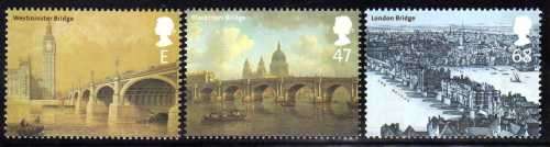 GREAT BRITAIN 2002 "LONDON BRIDGES" SET OF 5 UMM. SG 2309-13. CAT 9,75 POUNDS.