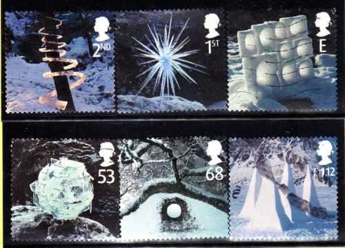 GREAT BRITAIN 2003 CHRISTMAS - ICE SCULPTURES SET OF 6 USED. SG 2410-2415. CAT 10 POUNDS.